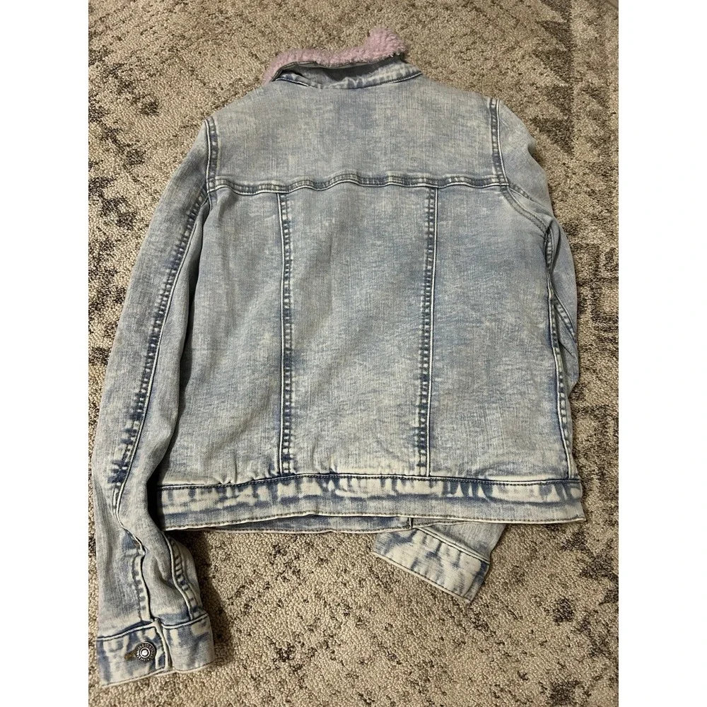 Girls Levi's Denim Jacket Pink Sherpa Lined‎ Size Large 12-13 Years